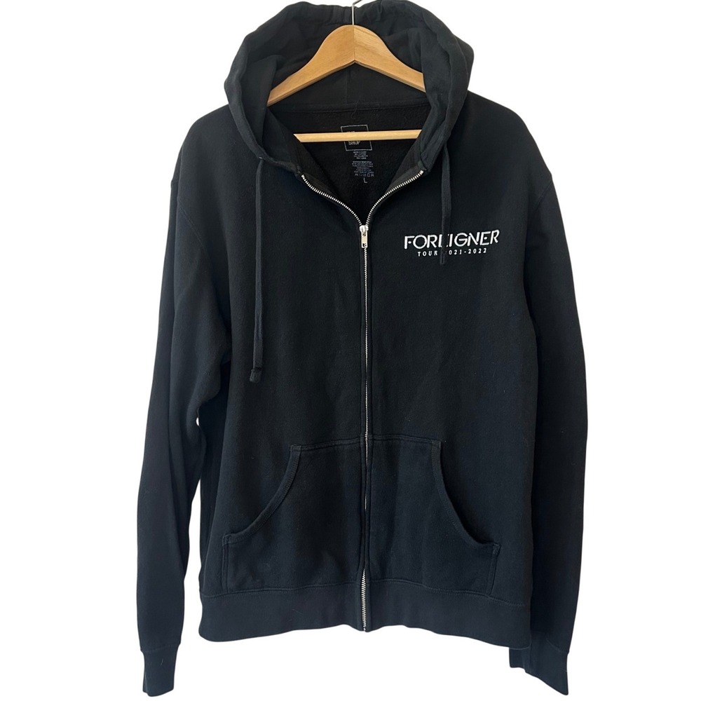 Foreigner Jukebox Hero Tour 2021-2022 Zip Up Hoodie Black Mens L The Thread Shop